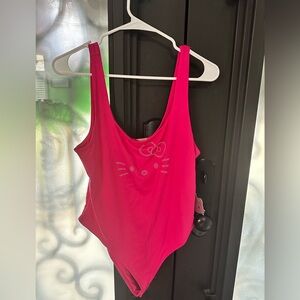 Forever 21 Hot Pink- Hello Kitty Bodysuit with Rhinestone Detail